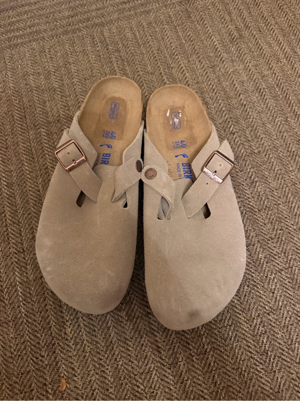 Birkenstock Women's Suede Clog Mules in Taupe